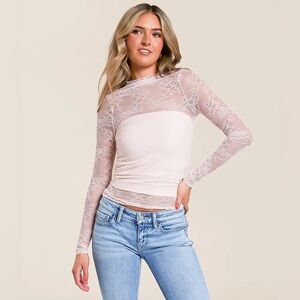 NWT Willow & Root Sheer Lace Top Ballerina Size Small